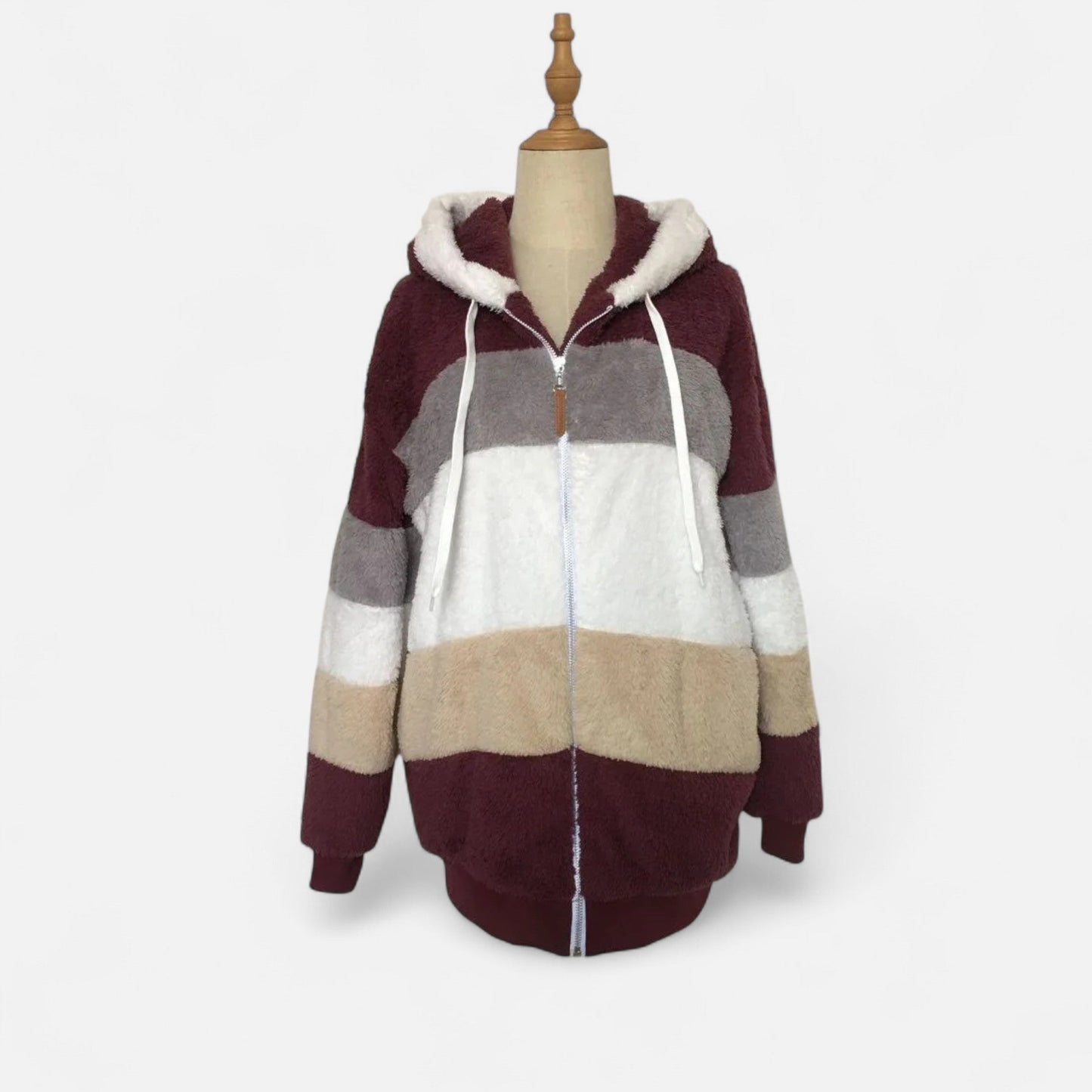 Maïwenn | Veste Femme Oversized à Capuche Rayée Automne Hiver