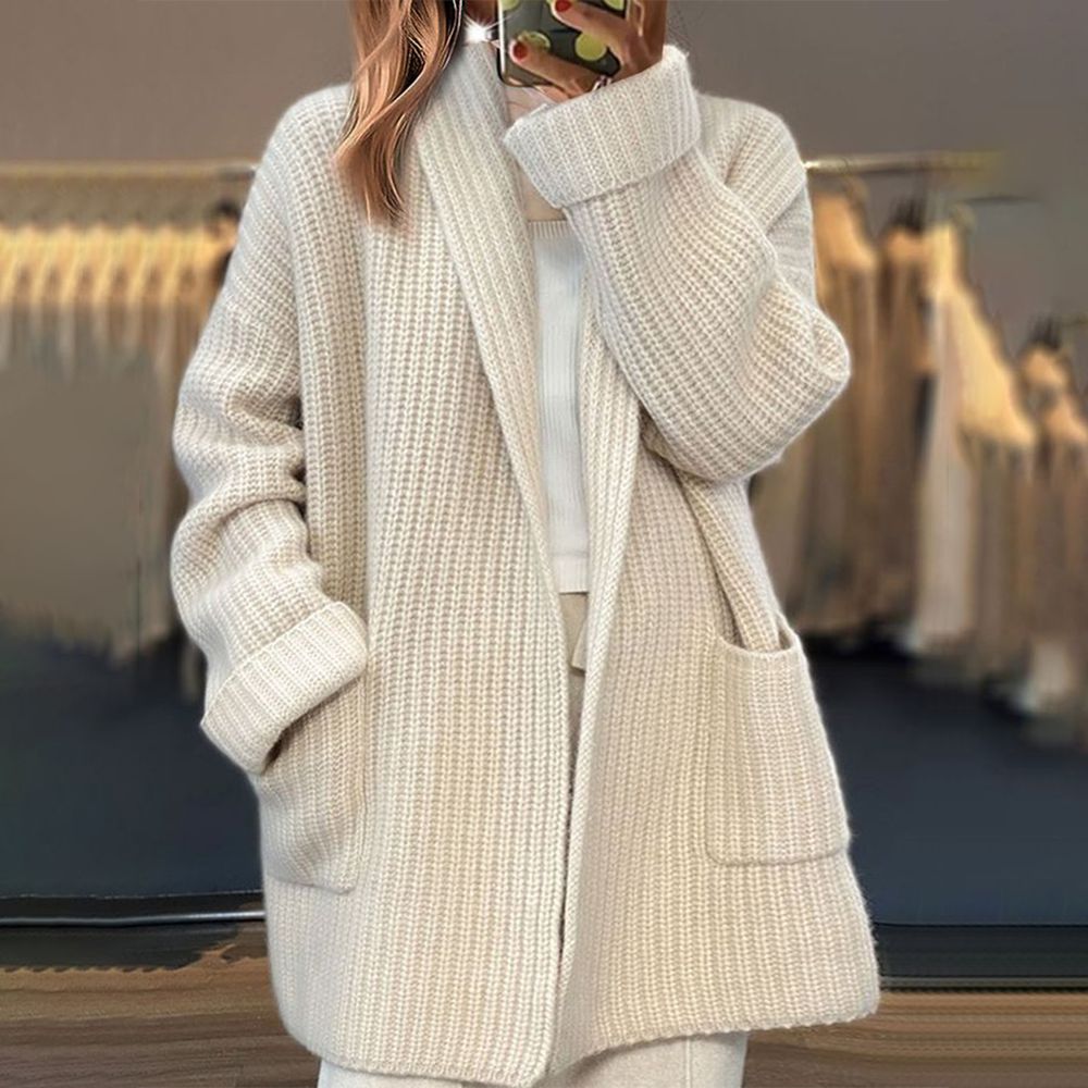 Cardigan Femme Long | Tricot Structuré Chaud et Élégant