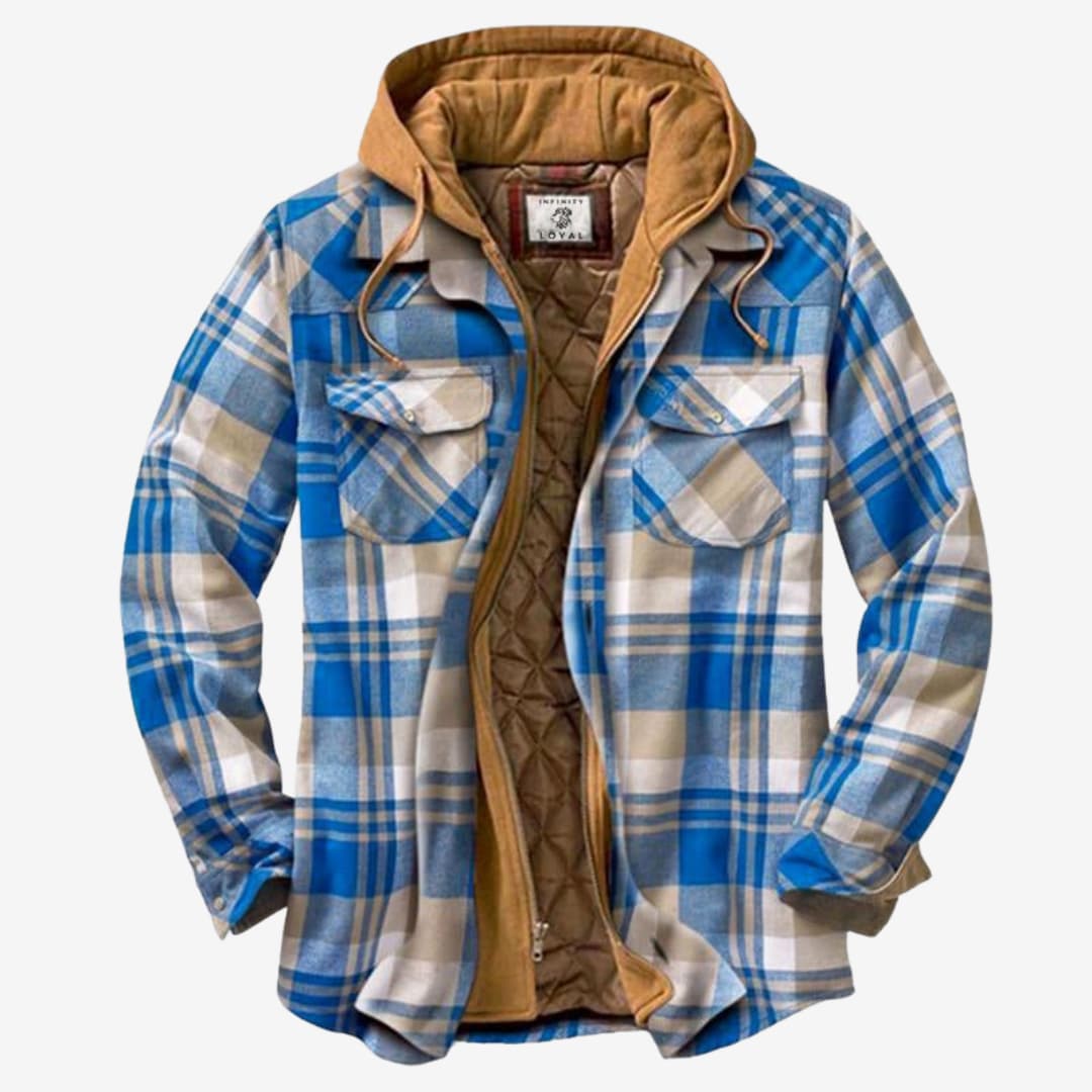 Veste Flanelle Homme avec Capuche et Doublure Polaire