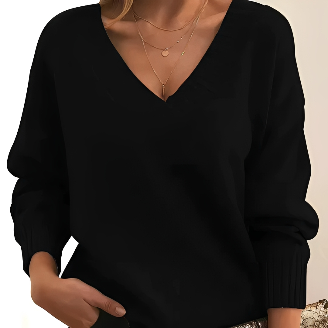 Pull à col en V confortable et chaud pour femme – Doux, Élégant & Polyvalent