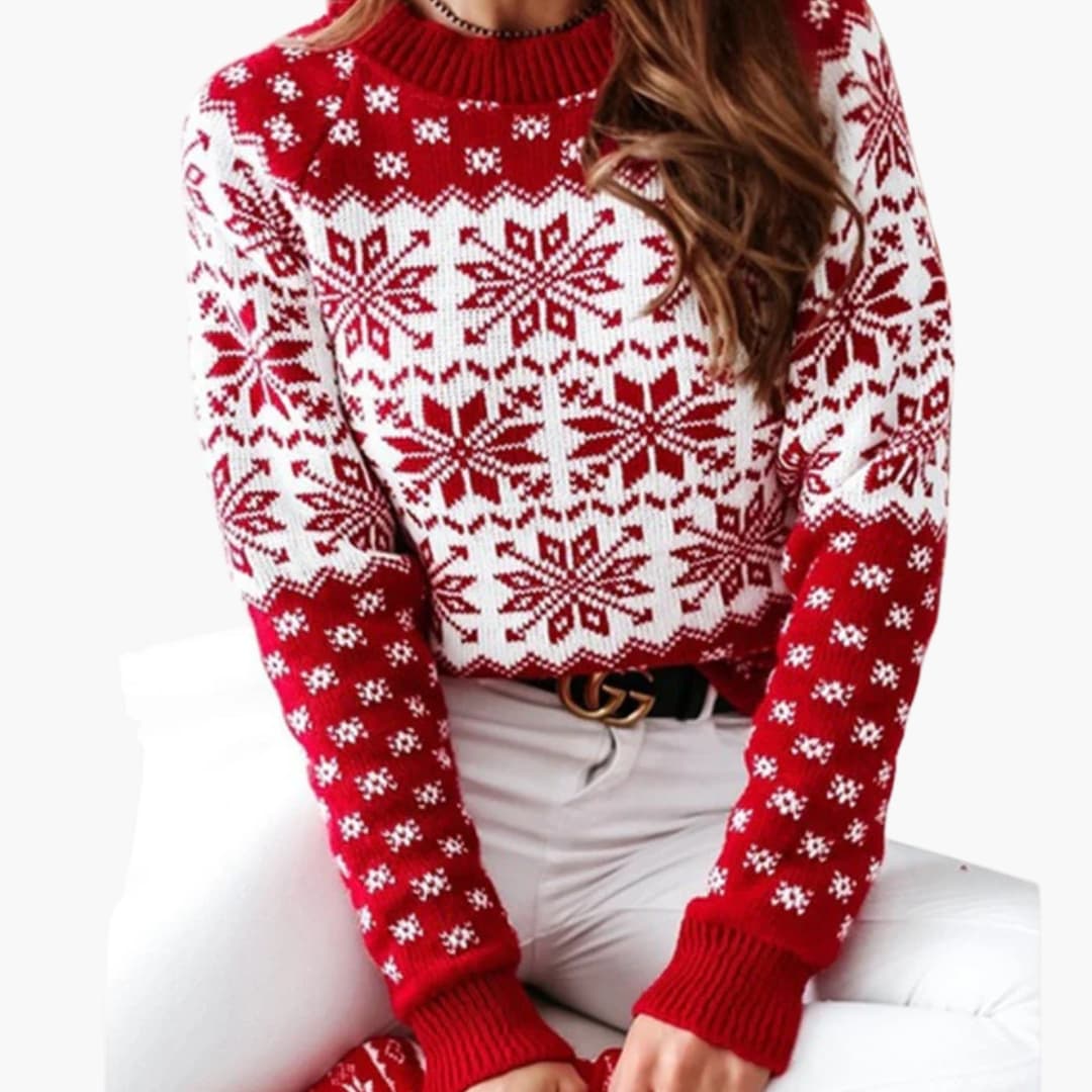 Pull Femme Motif Fêtes | Col Rond & Confort Hivernal
