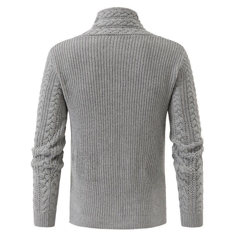 Pull Homme Shawl-Collar | Pull Tricoté à Col Châle avec Motif Torsadé Élégant
