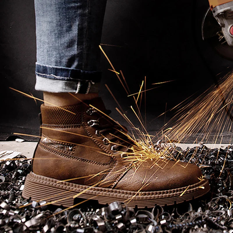 Kingsley | Bottes de Sécurité Homme Marron à Lacets Imperméables avec Embout Acier Antidérapant