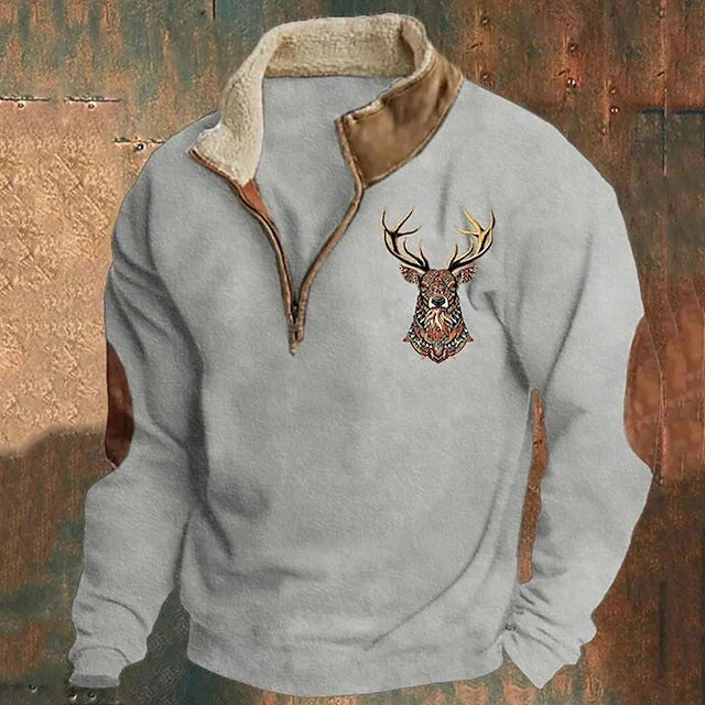 Sweat Polaire Homme Logan | Douceur Hivernale & Motif Cerf Brodé