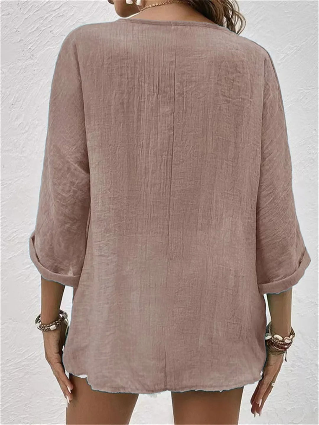 Blouse Élégante à Col V – Style Classique & Confort Quotidien