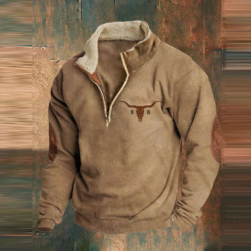 Tristan | Pull Homme Zippé Partiel à Motifs Tribaux avec Poches Kangourou | Style Moderne et Confortable
