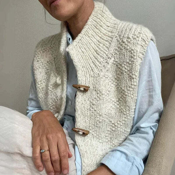 Knopf Daunen Gilet Femme | Tricot Structuré et Élégant Sans Manches