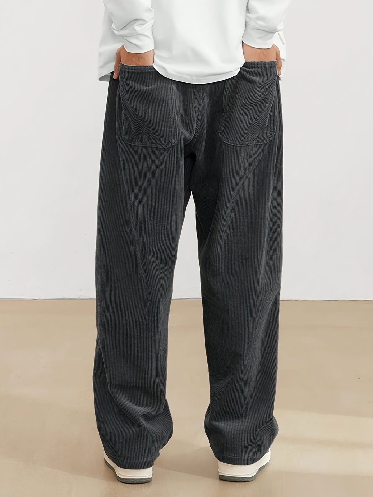 Pantalon Homme Côtelé à Coupe Large