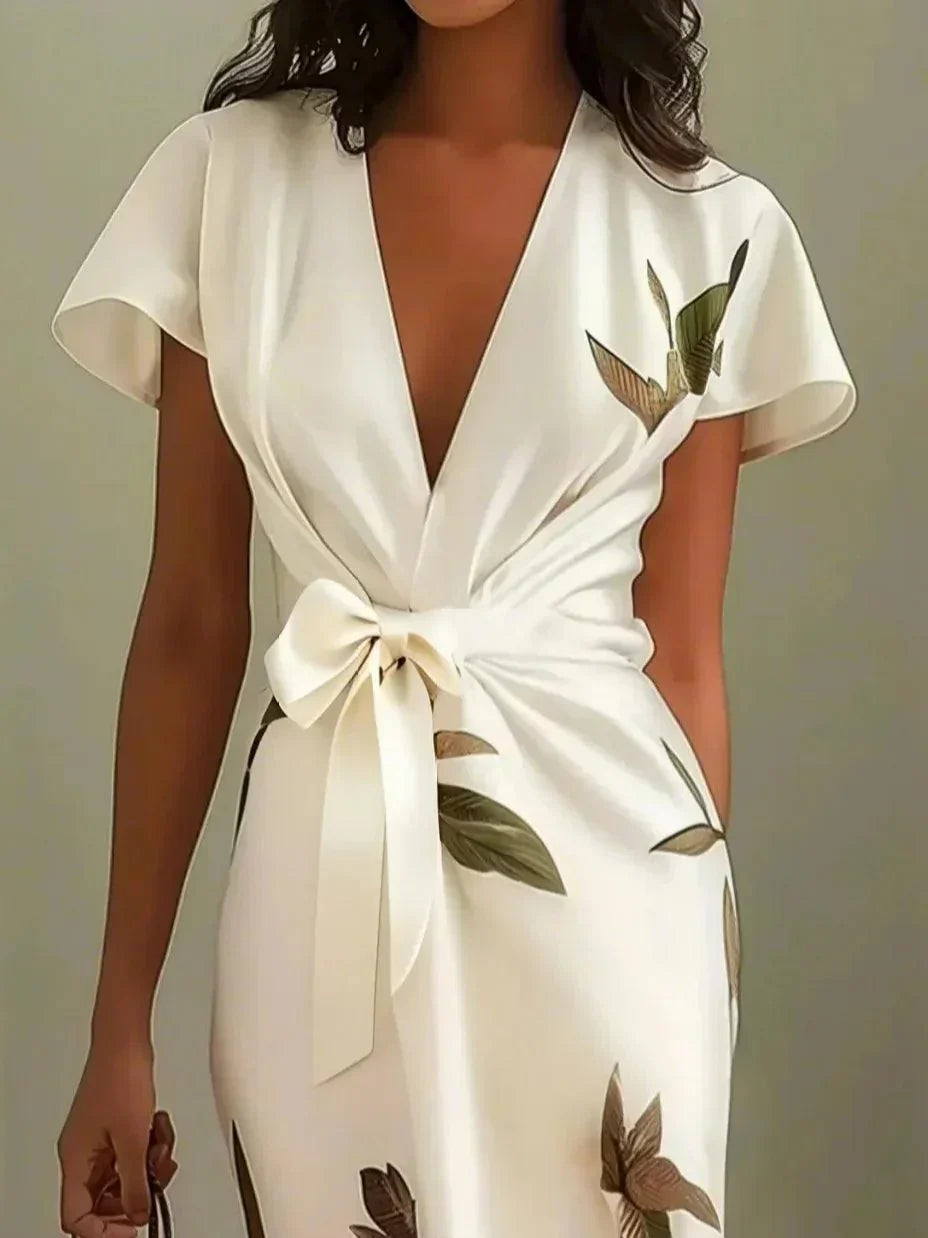 Robe Femme Cache-Cœur Élégante à Coupe Fluide et Taille Ajustable