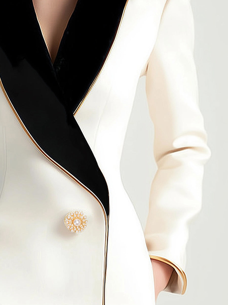 Blazer Asymétrique Femme à Col Contrasté | Élégance Moderne et Style Audacieux
