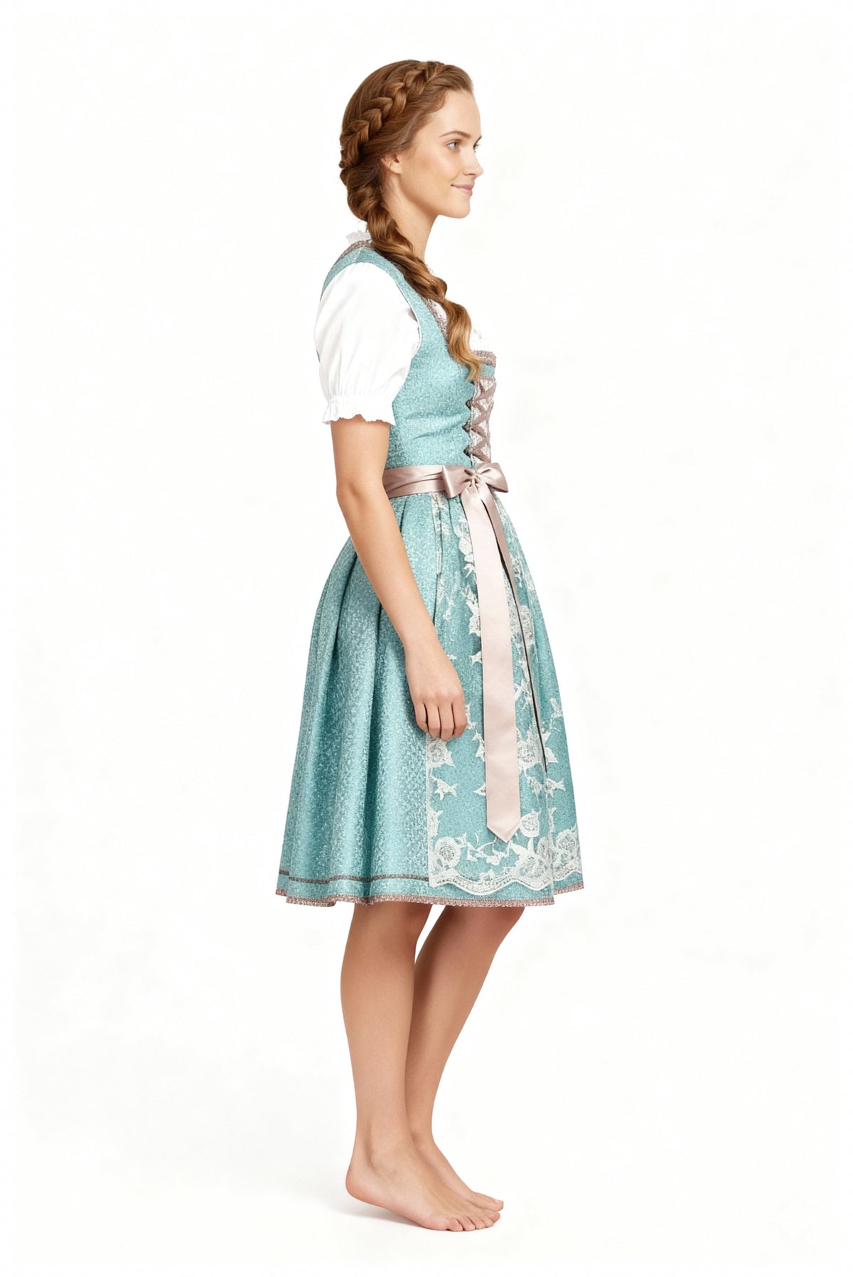 Dirndl Femme | Costume Traditionnel avec Tablier pour Oktoberfest
