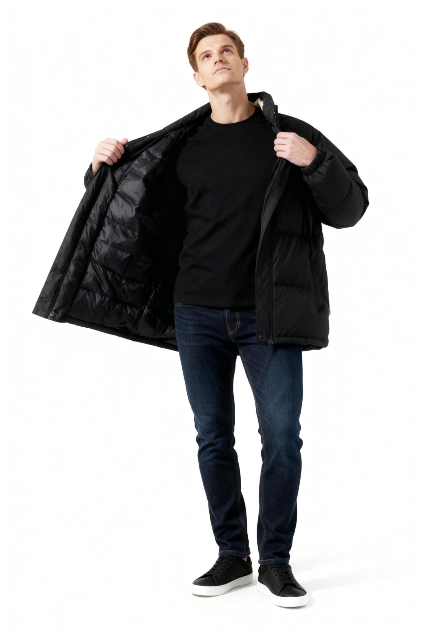 Veste matelassée doublée polaire avec capuche pour hommes