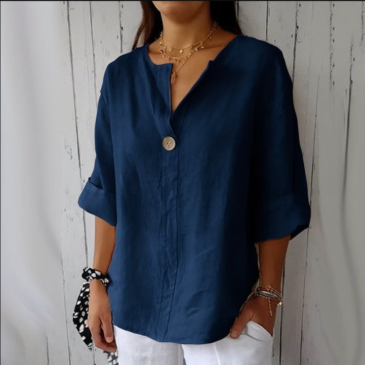 Blouse Élégante à Col V pour Femme – Confort Léger et Style Intemporel