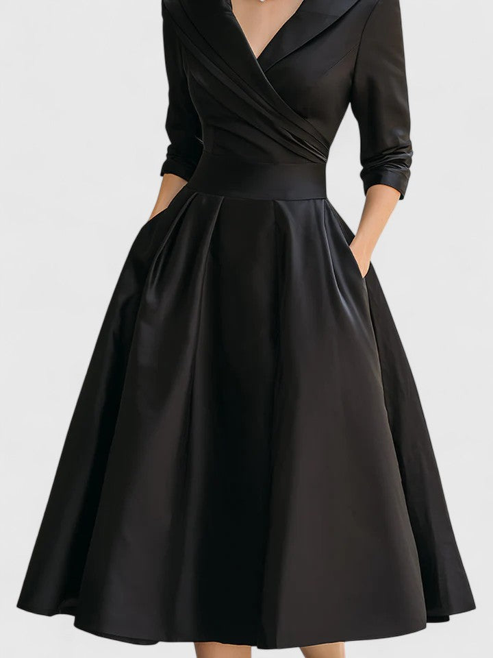 Robe A-Line Femme | Élégante avec Col Cache-Cœur