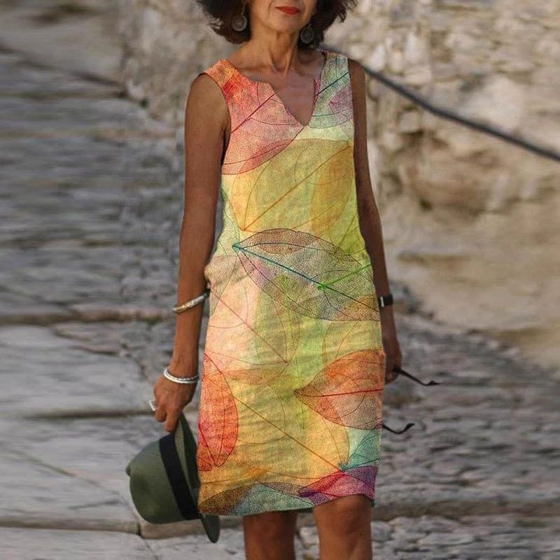 Robe Élégante Sans Manches – Charme Automnal & Style Raffiné