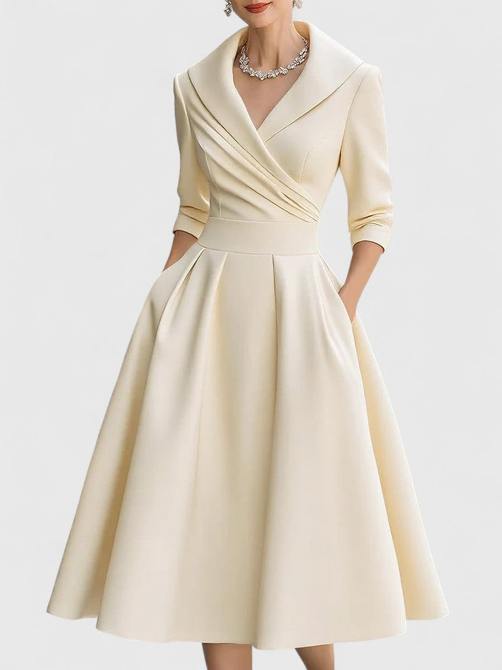 Robe A-Line Femme | Élégante avec Col Cache-Cœur