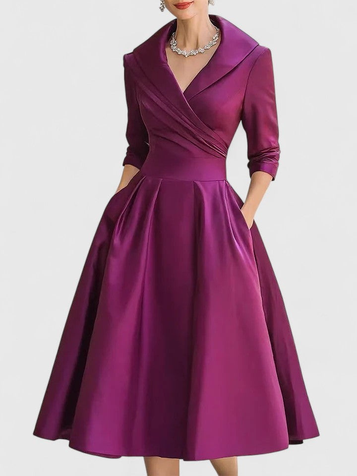 Robe A-Line Femme | Élégante avec Col Cache-Cœur