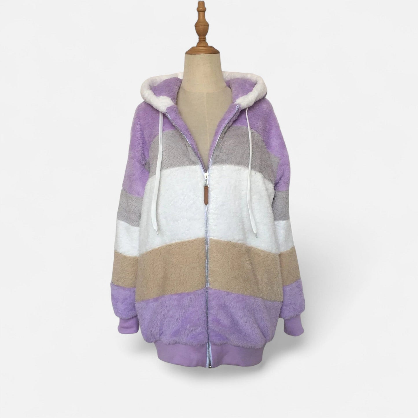 Maïwenn | Veste Femme Oversized à Capuche Rayée Automne Hiver