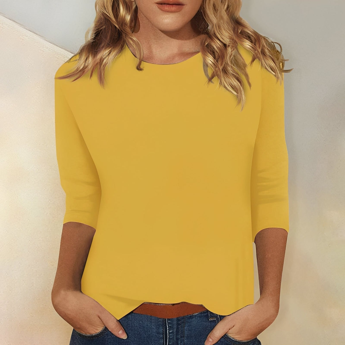 T-Shirt Femme Manches 3/4 – Style Décontracté et Confort Quotidien