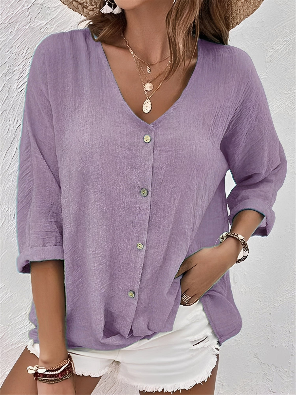 T-Shirt Femme à Col V – Style Classique et Confort Quotidien