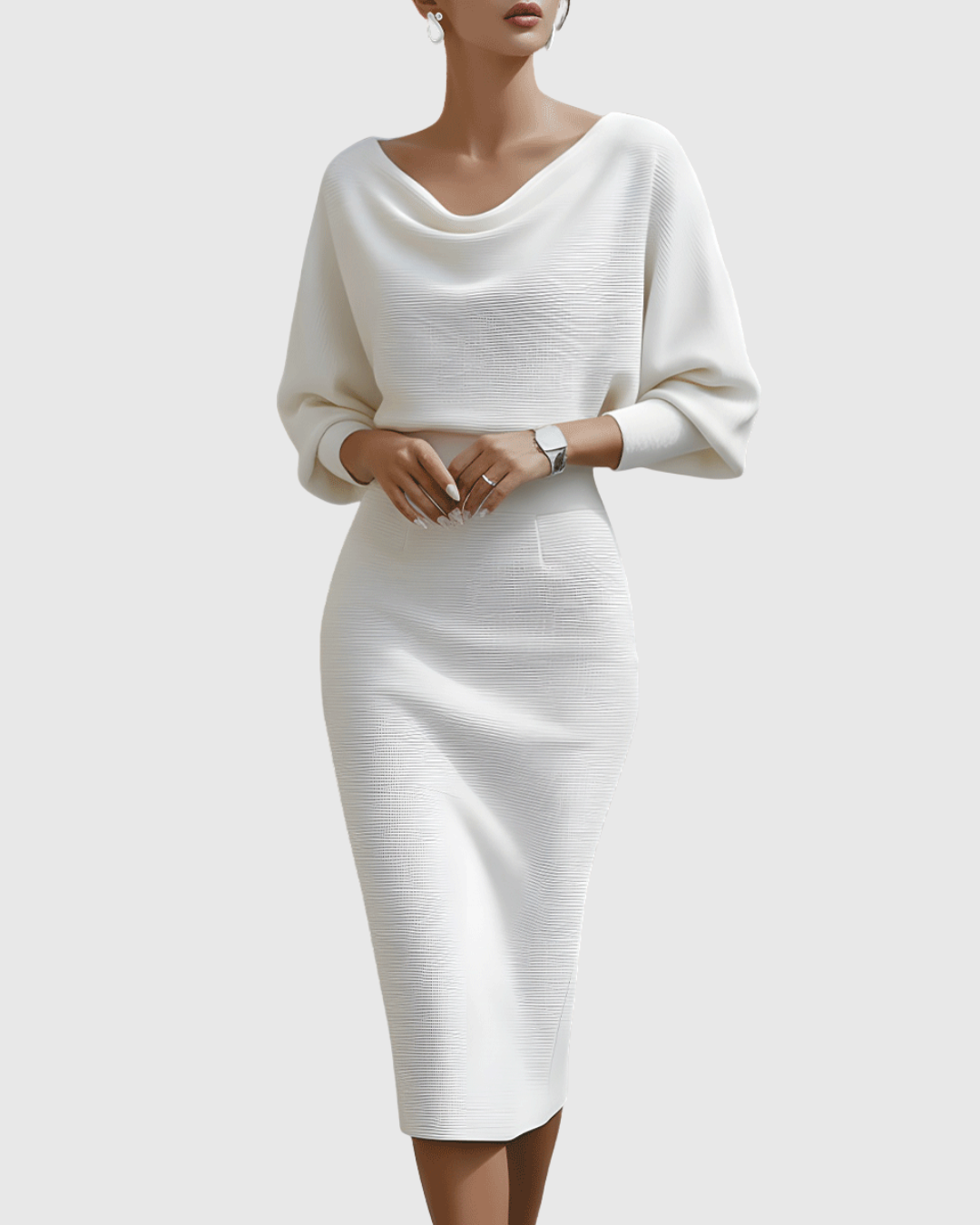Robe Midi Drapée Femme Élégante – Silhouette Fluide et Style Raffiné