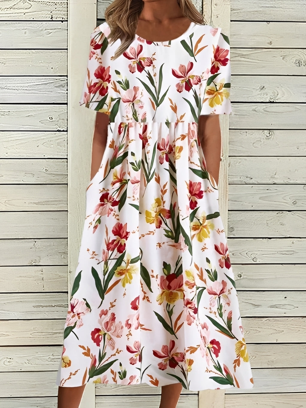 Robe Midi Fleurie Femme Élégante – Silhouette Fluide et Style Féminin