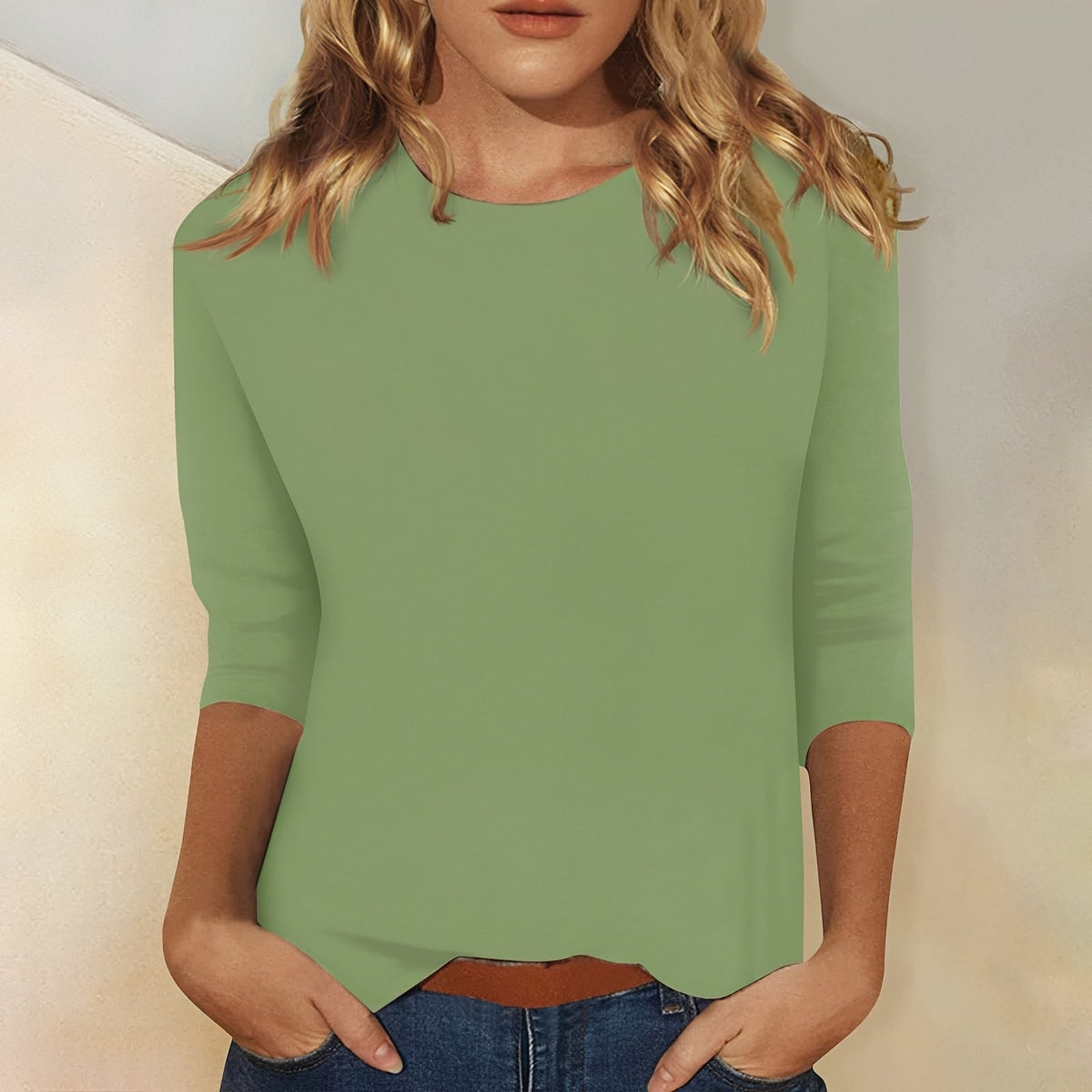 T-Shirt Femme Manches 3/4 – Style Décontracté et Confort Quotidien