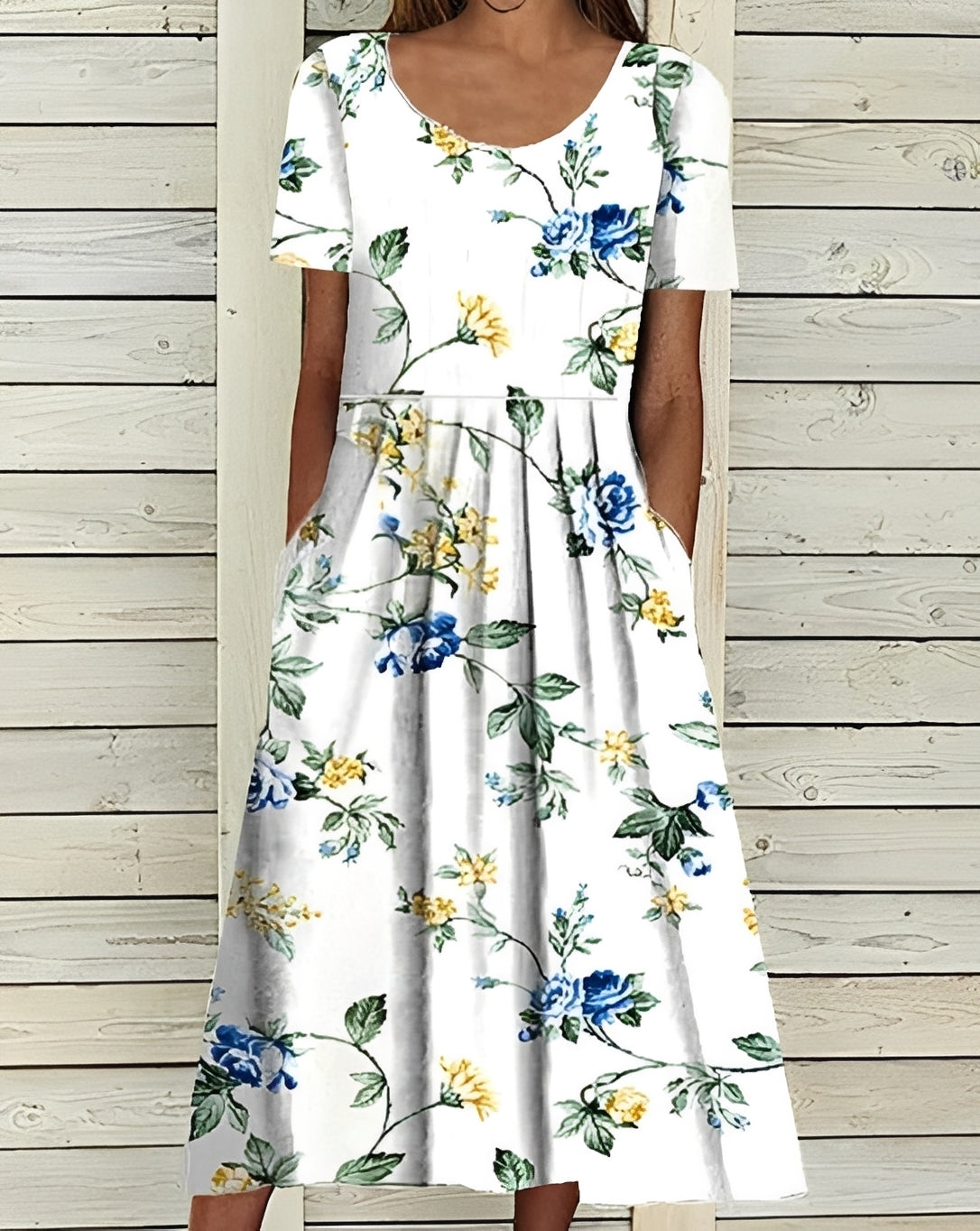 Robe Midi Fleurie Femme Élégante – Silhouette Fluide et Style Féminin