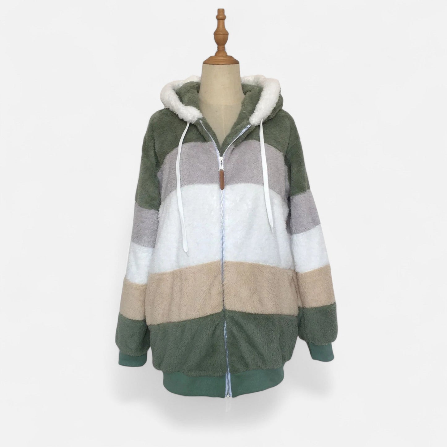 Maïwenn | Veste Femme Oversized à Capuche Rayée Automne Hiver