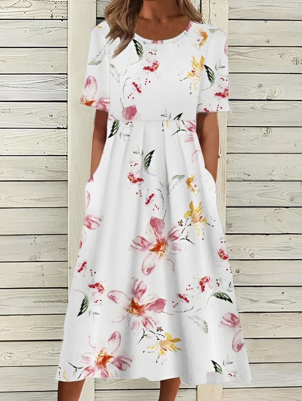 Robe Midi Fleurie Femme Élégante – Silhouette Fluide et Style Féminin