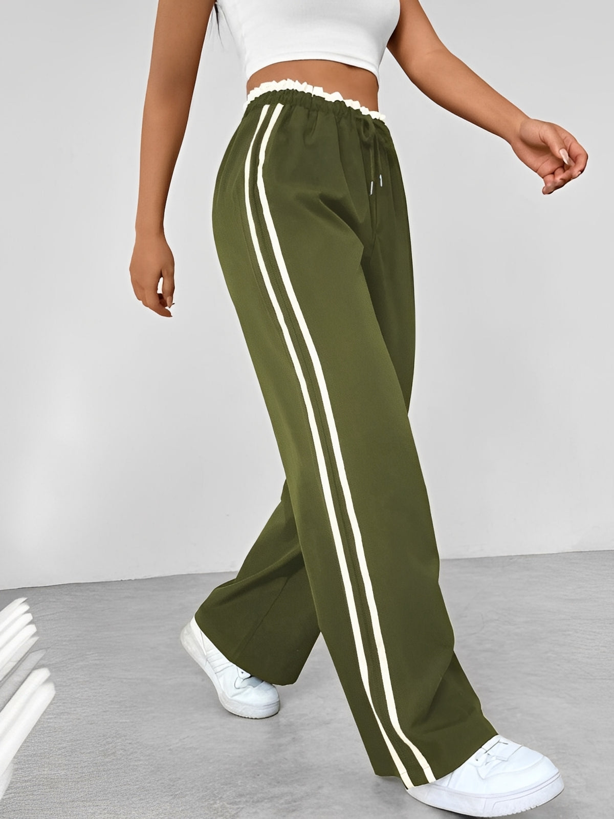 Pantalon Femme Coupe Droite Décontractée – Style Streetwear Moderne