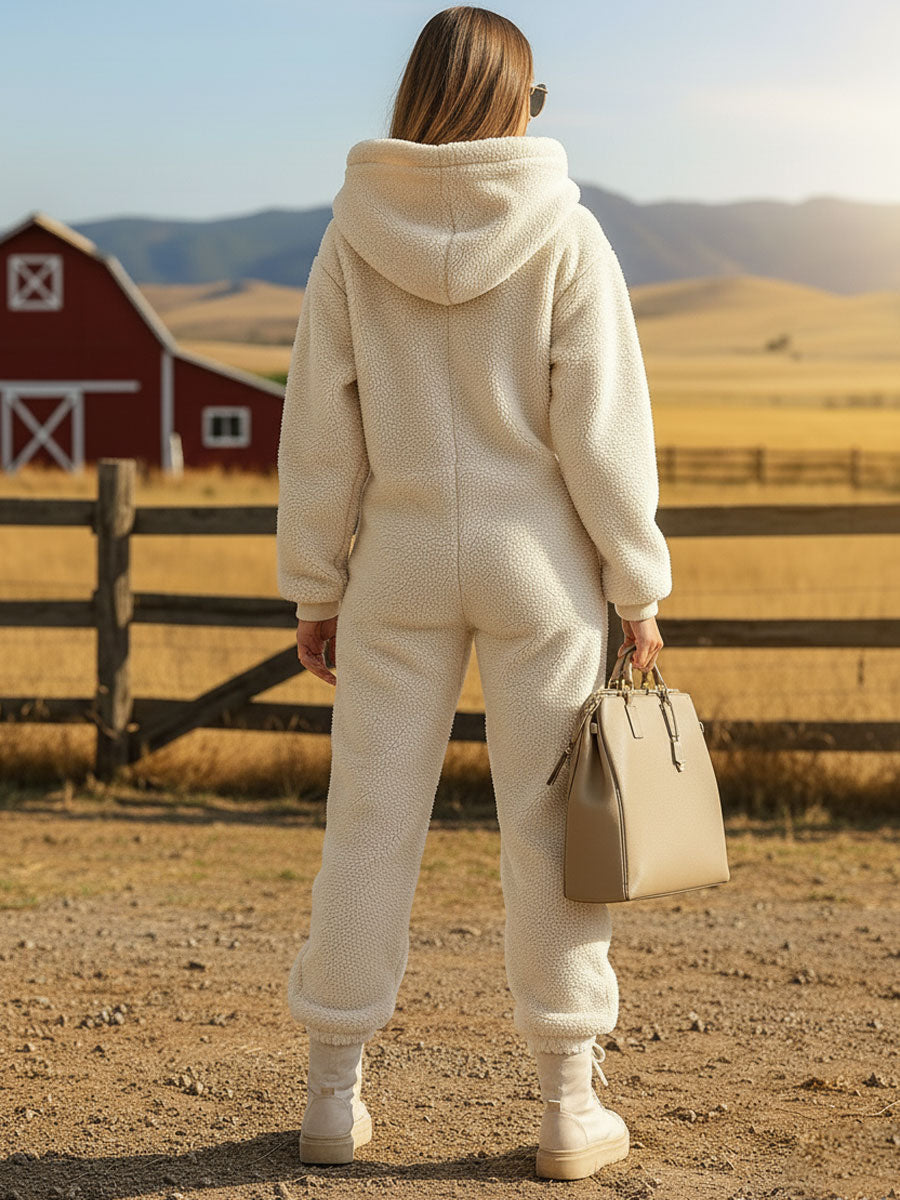 Combinaison Teddy Fleece Femme avec Capuche | Confort et Style Hivernal