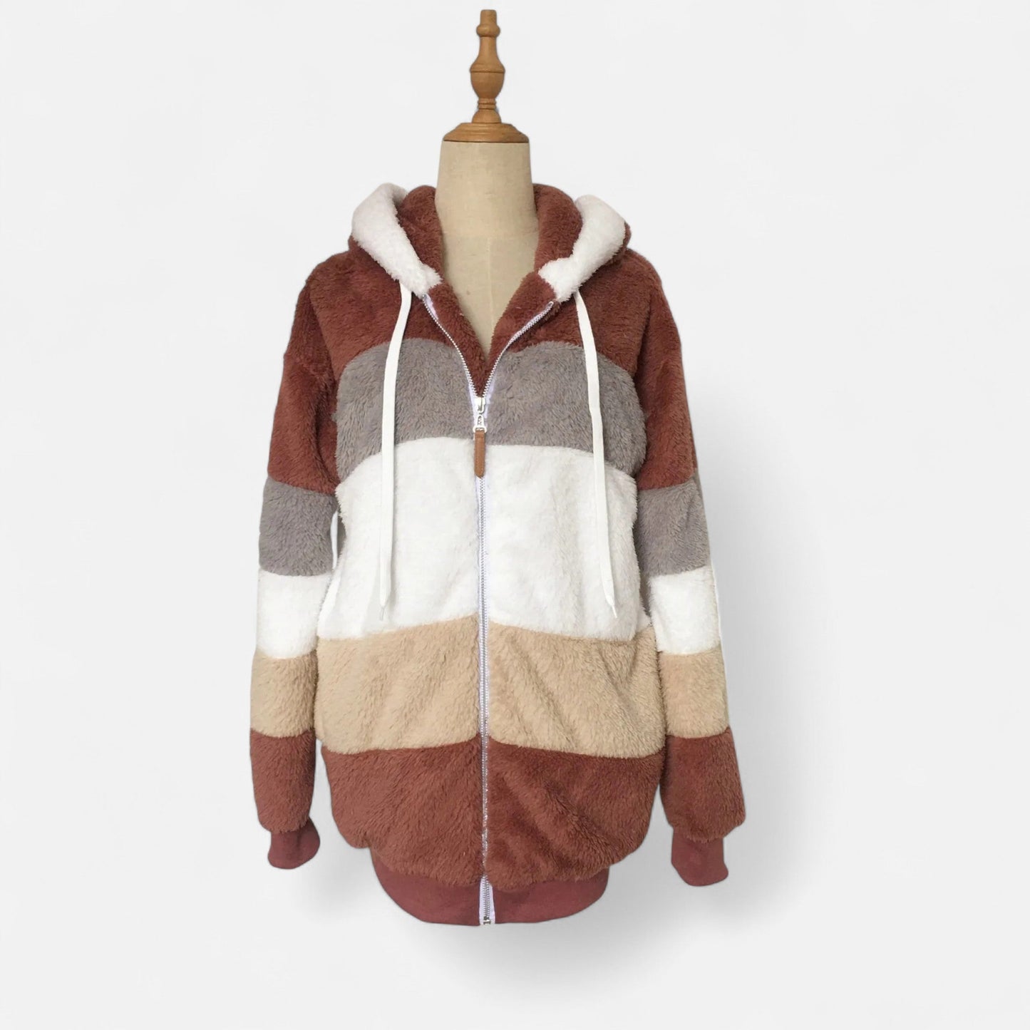 Maïwenn | Veste Femme Oversized à Capuche Rayée Automne Hiver