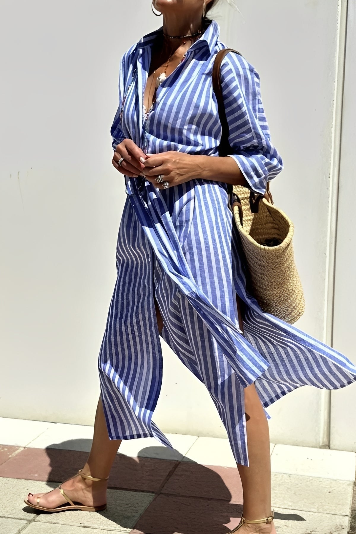 Robe Chemise Femme Rayée – Style Décontracté et Élégant pour le Quotidien