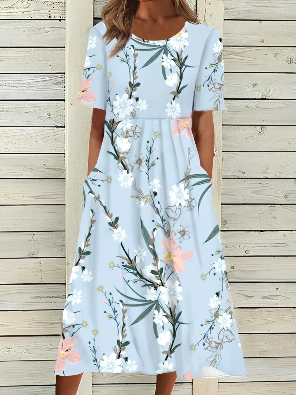 Robe Midi Fleurie Femme Élégante – Silhouette Fluide et Style Féminin