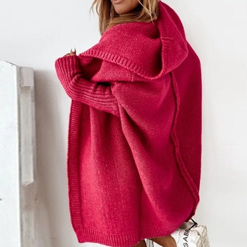 Lange Warme Cardigan Femme | Tricot Long avec Capuche