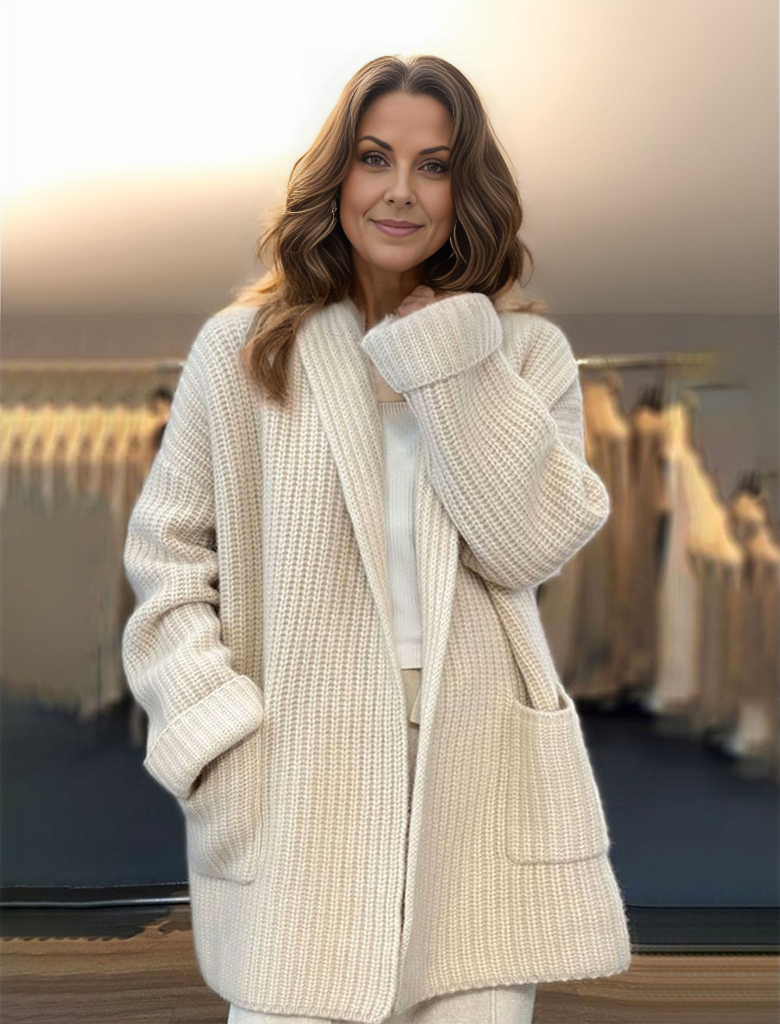 Cardigan Femme Long | Tricot Structuré Chaud et Élégant