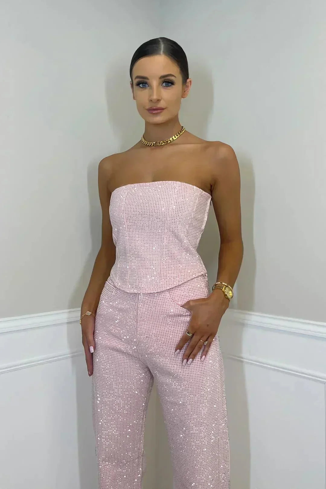 Jumpsuit Strapless Femme Élégant Paillettes | Chic et Glamour