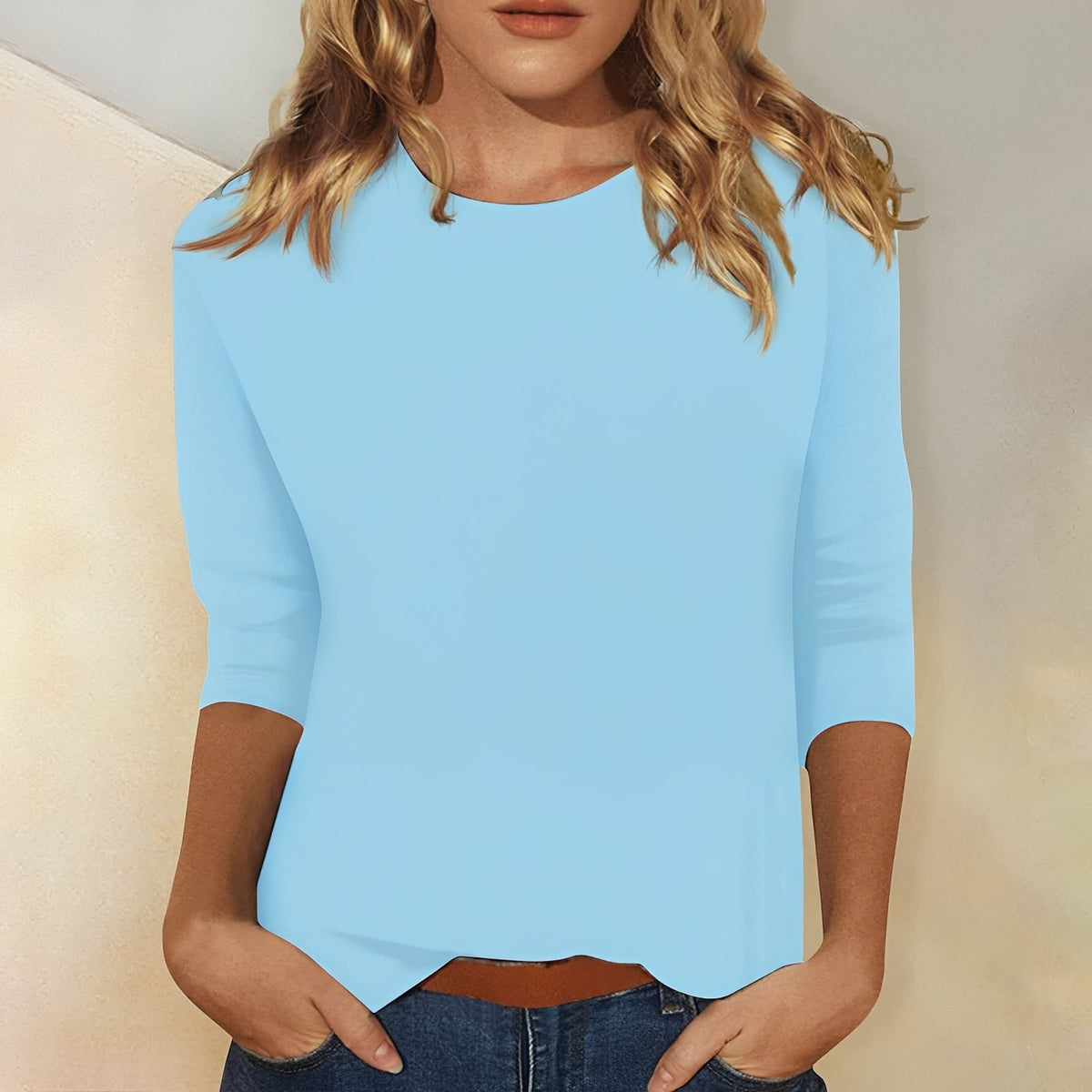 T-Shirt Femme Manches 3/4 – Style Décontracté et Confort Quotidien