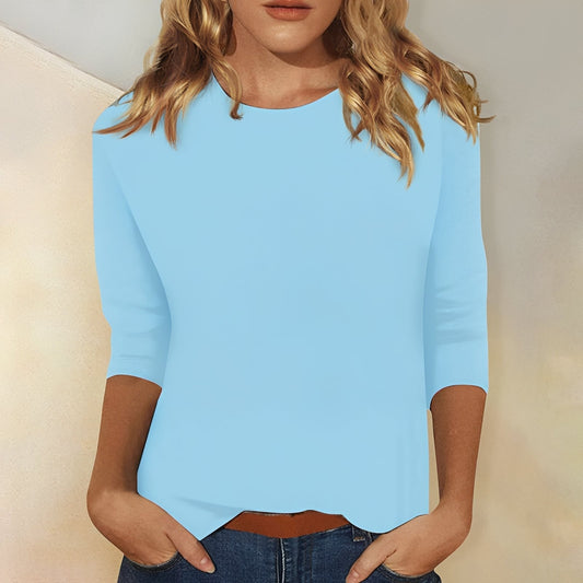 T-Shirt Femme Manches 3/4 – Style Décontracté et Confort Quotidien