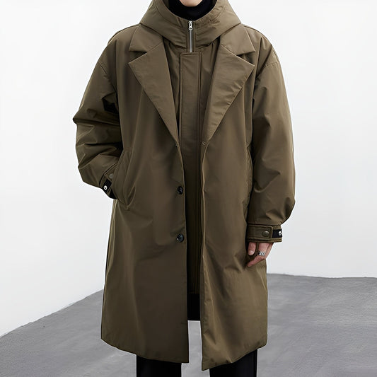 Trench-coat long polyvalent pour homme avec capuche – Élégant, Confortable & Adapté à Tous les Styles