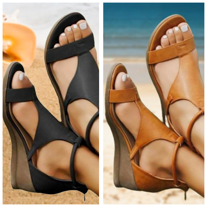 Sandales Compensées Élégantes – Style Romain & Confort Estival