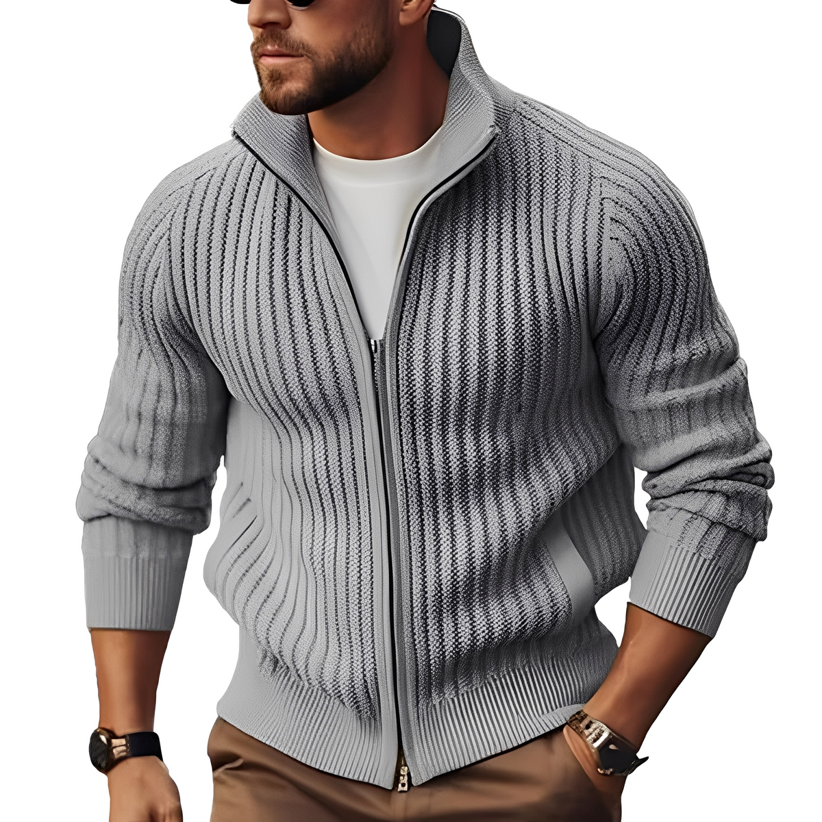 Pull zippé Homme à Maille Structurée | Style & Confort Urbain