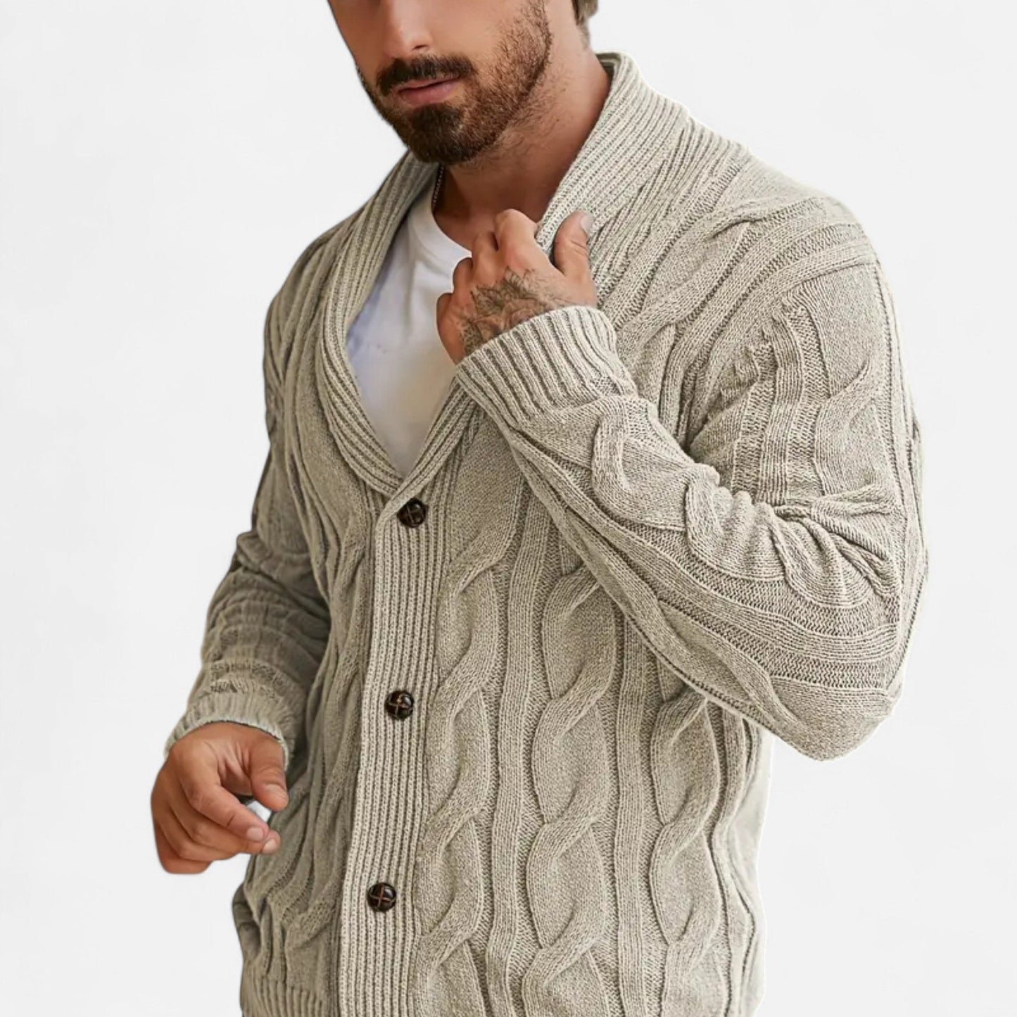 Beau | Cardigan Homme Tricot Texturé à Boutons pour Style Classique et Confort