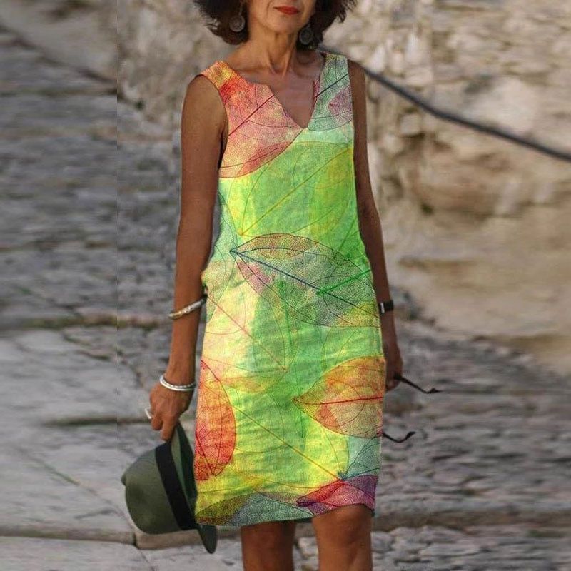 Robe Élégante Sans Manches – Charme Automnal & Style Raffiné