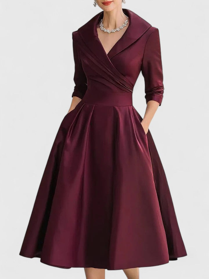 Robe A-Line Femme | Élégante avec Col Cache-Cœur