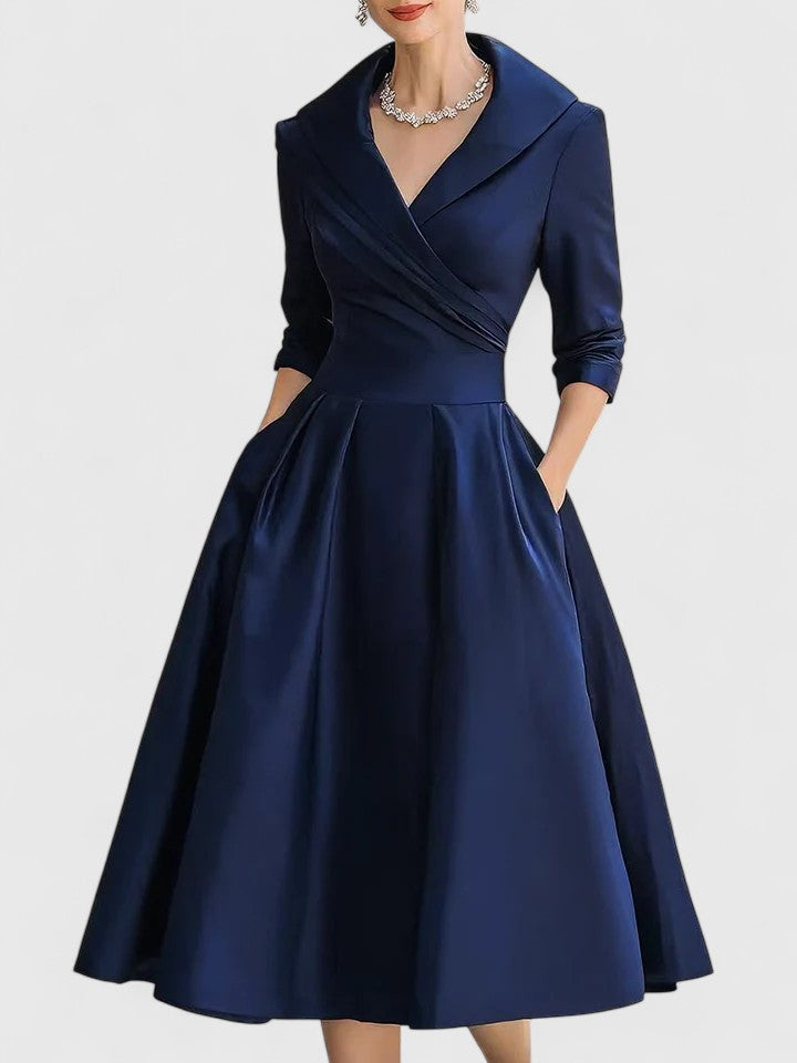 Robe A-Line Femme | Élégante avec Col Cache-Cœur