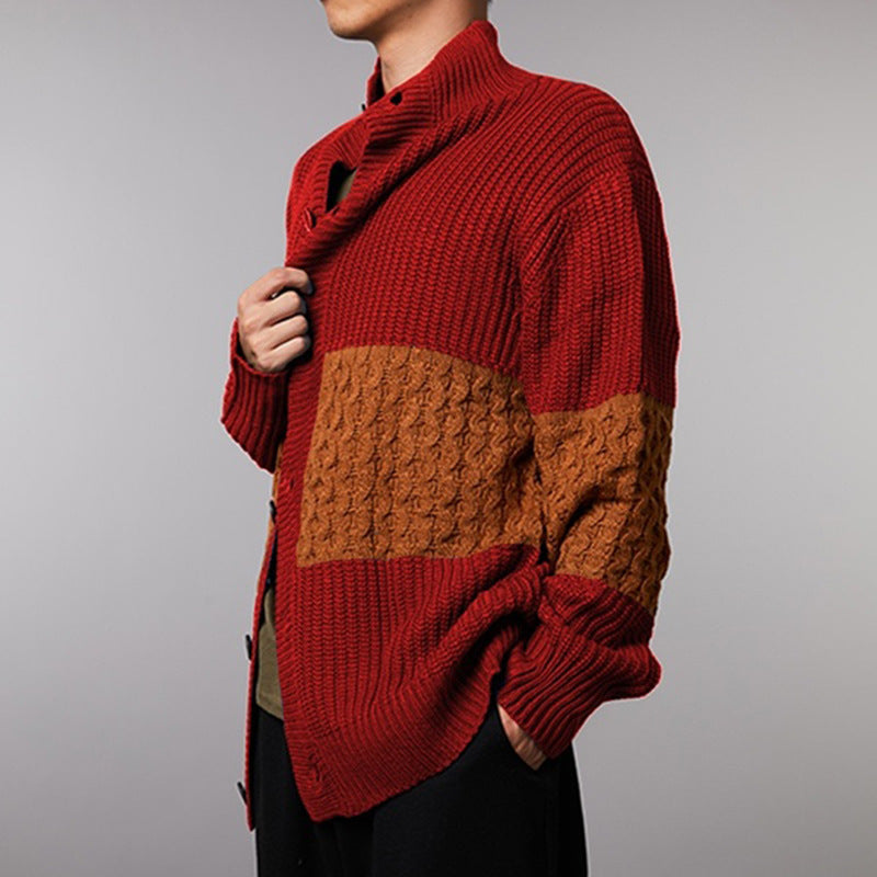 Men’s Cardigan | Gilet Homme Moderne à Col Montant et Design Texturé