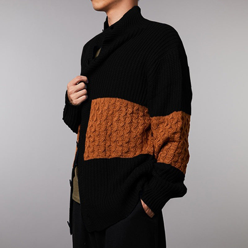 Men’s Cardigan | Gilet Homme Moderne à Col Montant et Design Texturé