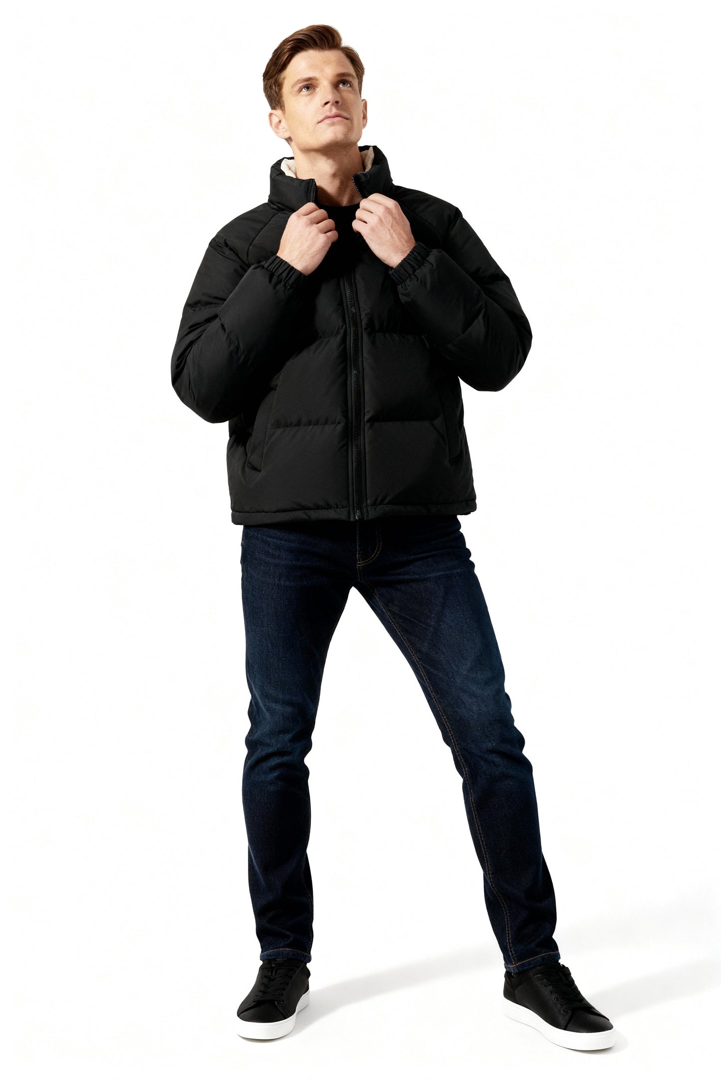 Veste matelassée doublée polaire avec capuche pour hommes